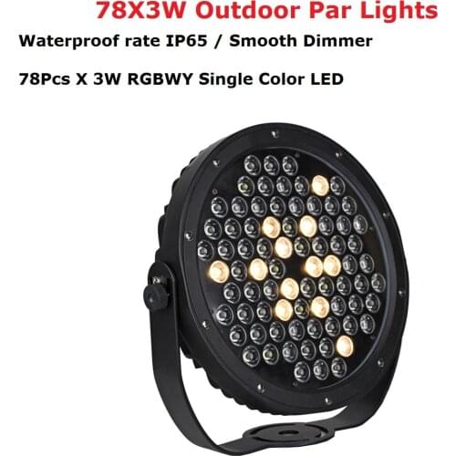 78X3W Waterproof LED Par Light RGBWY Single Color LED Flat Par Lights DMX 9 Channel Professional Stage Dj Equipments Disco Light