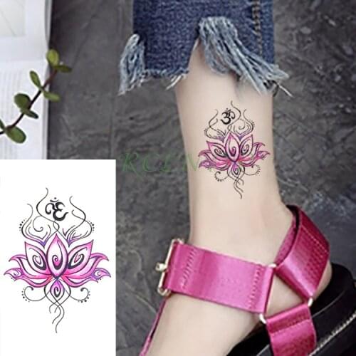 Waterproof Temporary Tattoo Sticker Beautiful Flower Lotus Fake Tatto Flash Tatoo Tatouage Wrist Foot Hand For Girl Women Men