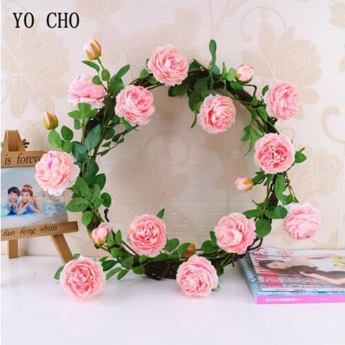 YO CHO Artificial Flowers Peonies Silk Flower White Pink Yellow Peony Bouquet Wedding Garden Decoration Artificial Rose 3 Heads