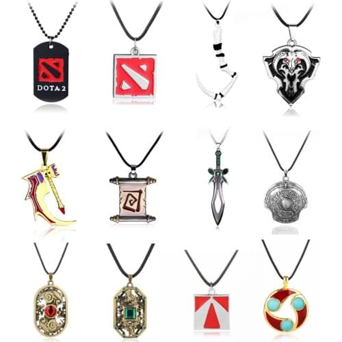 Classic Game Jewelry Necklace Dota Weapon Model Pendants Necklaces Women Men Cosplay Choker Accessories Gift