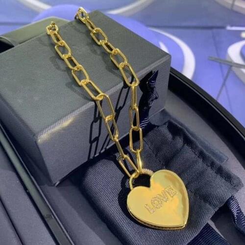 New Thick Chain Love Pendant Necklace Punk Heart-shaped Design Ins Fashion Steampunk Womens Choker Necklaces Zk30