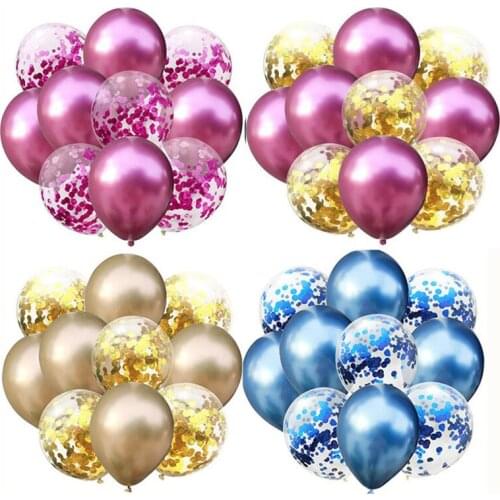 10Pcs gold pink blue Metallic Balloon Mixed Confetti Balloons Birthday Party Decoration Kids Adult Air Ball Birthday Ballon