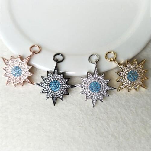 10Pcs Tiny CZ crystal Sun Flower Charm,Handcrafted CZ zircon Stone Micro pave Pendant,Jewelry Finding DIY necklace making PD598