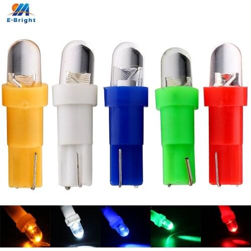 YM E-Bright 10 PCS T5 White Amber Blue Red Green LED Bulbs with Wedge Base for Dashboards Convex Lens Instrument Lights 12V DC