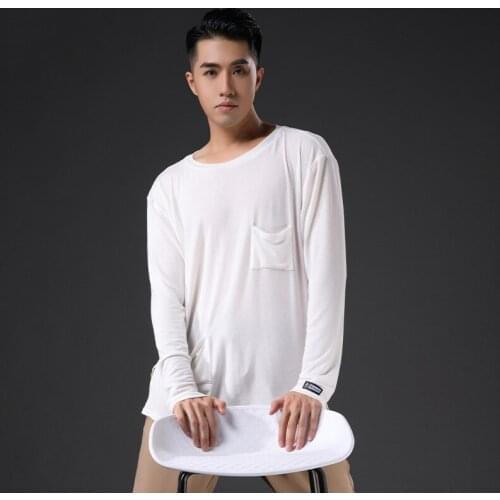 2021 Male Latin Performance Costumes Long Sleeved Loose Tops Chacha Samba Tango Latin Dance Practice Clothes Dance Wear DQS7896