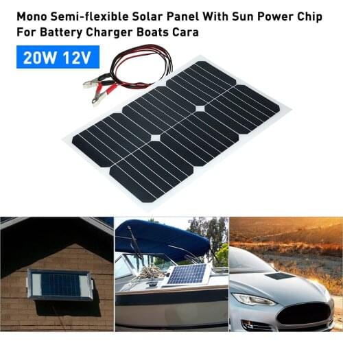20W 12V Mono Semi-flexible Solarpanel With Sunpower Chip For Battery Charger Boats Cara