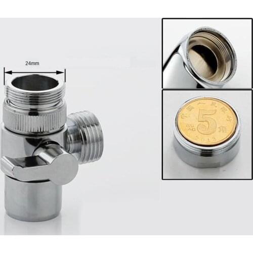 3 Way Metal T-Adapter With Shut-Off Valve Connector Solid Brass Shower Arm Diverter Valve Handshower