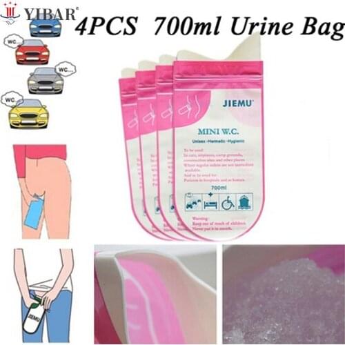 4Pcs 700ml Unisex Emergency Portable Car Urine Bag Outdoor Toilet Pee Bag Disposable Bag Mini W.C Portable Long Travel Bag