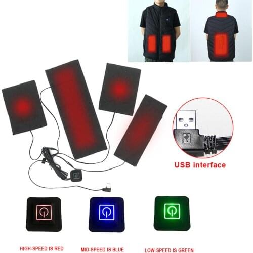 Hot 4 In 1 USB Clothes Heater Pad With 3 Gear Adjustable Temperature,Electric Heating Sheet Heating Warmer Pad For Vest Jacket
