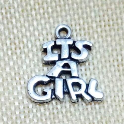 50pcs ITS A GIRL pendant charms jewelry accessary 19*20MM