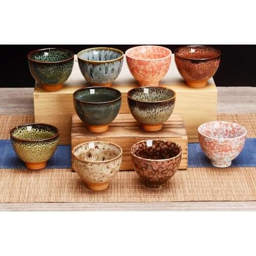 6Pcs/Set Chinese Ceramic Tea Cup Creative Ice Cracked Glaze Water Mug Porcelain Kiln Change Small Tea Bowl Kung Fu Drinkware