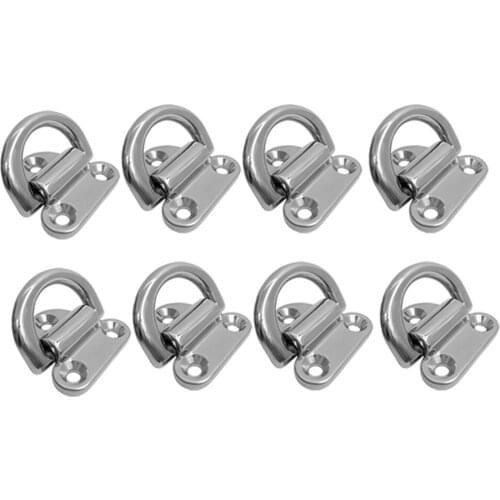 8pcs Large 9mm Folding Pad Eye Lashing D Ring Staple Cleat Tie Down Boat