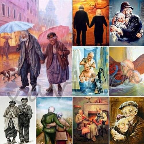 Xaviera Diy 5D Diamond Painting Old Couple Love Embroidery Full Square Round Drill Cross Stitch Home Decoration Handmade Artwork
