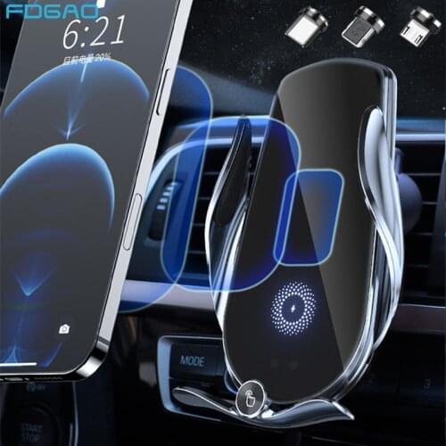 Car Air Vent Wireless Charger For iPhone 12 11 XS XR X 8 Samsung S21 Automatic Infrared Sensor Magnetic USB 15W Qi Fast Charging