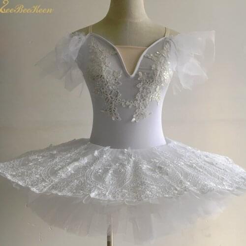 Ballet Dresses Women professional Ballet Tutu Dress Swan Lake White Delicate lace Dress Girls Stage Performance Costume For Kid