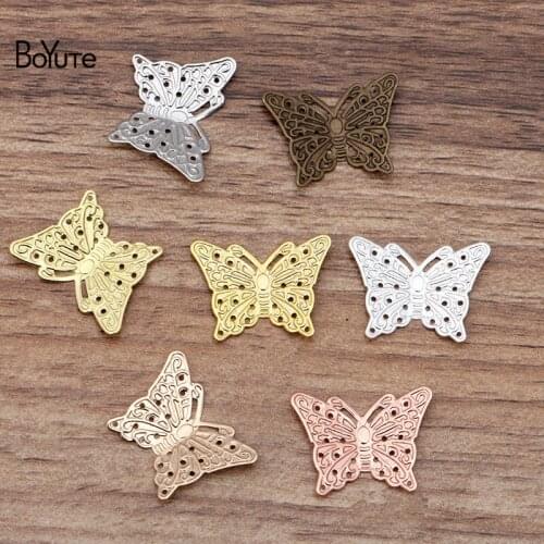 BoYuTe (200 Pieces/Lot) 17*22MM Metal Brass Stamping Butterfly Charms Diy Hand Made Jewelry Findings Components Wholesale