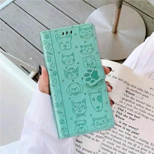 For iPhone 11 Pro XS Max X XR Lovely Dog cat Embossed Copywriting Card slot Wallet Flip Leather Case For iPhone 8 7 6S Plus Case