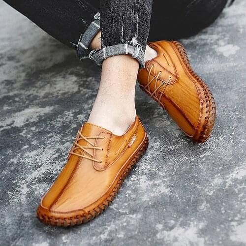 CIMIM Brand Genuine Leather Comfortable Luxury Office Shoes Men 38-47 Large Size Manual Casual Shoes 2020 New Fashion Men Shoes
