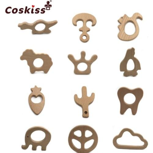 Wooden Teether Toy Baby Safe Nurse Breastfeeding Chew Training Toddler Unwaxed Beech Wooden eco-friendly Organic Baby Teether