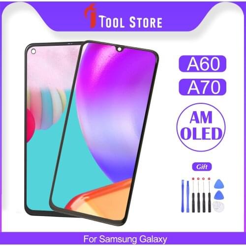 100% OEM For Samsung Galaxy A60 A70 LCD Touch Screen Display AMOLED Digitizer Assembly Replacement Frame With Gift