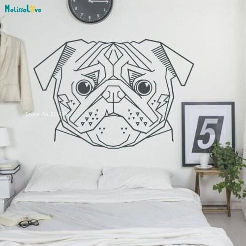 Geometric Pug Wall Decal-Animal Art Statement Cubist Dog Stickers Lover Gift Unique Self-adhesive Home Décor YT3883