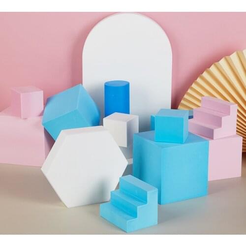 INS Foam Geometry Photo Props Beauty Makeup Skin Care Products Shooting Pendulum Props Decorative Ornaments Photography Platform