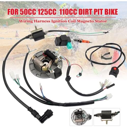 Hot Sale Wiring Harness Ignition Coil Magneto Stator For 50 70 125cc 110 Dirt Pit Bike