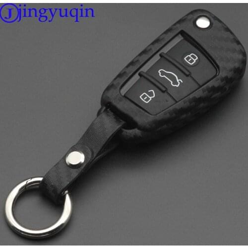 Jingyuqin 10x Audi S Line A1 A2 A3 TT Q3 R8 S6 S7 SQ5 RS5 for 10p 3 Buttons Carbon Fiber Patten Foding Flid Key Cover Case