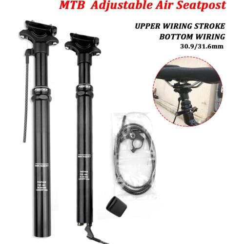MTB Bicycle Height Adjustable Air Seatpost Dropper 30.9/31.6mm 440mm Internal Routing External Cable Remote 125mm Travel Seat