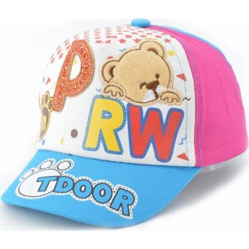 2017 Fashion Baby Boys Caps Cartoon Print Baby Hats For Baby Girls Summer Sun Outdoor Bears Hat Chirldren Protect Caps XH-026