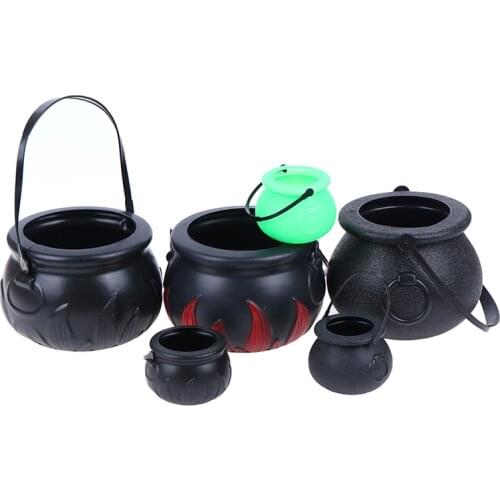 1PC Halloween Candy Pot Halloween Cauldron Novelty Halloween Bucket Ornament Skull Witch Toy