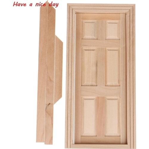 1/12 Dollhouse Miniature 6 Panel Interior Wooden Door DIY Furniture Doll House Accessories