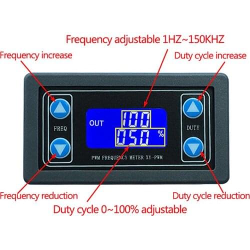 1Hz-150Khz 3.3V-30V PWM Board Module Signal Generator PWM Pulse Frequency Duty Cycle Adjustable Module LCD Display