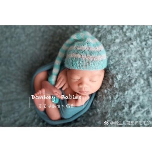 Handmade Baby Mohair Hat Prop Crochet Knit Bonnet Baby Girl Bonnet Newborn Props