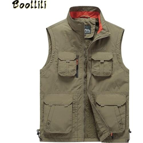 Large Size Multi-pockets Fleece Vests Men Autumn Winter Thick Warm Waistcoat Windproof Tactical Plus Size 6XL Sleeveless Jacket