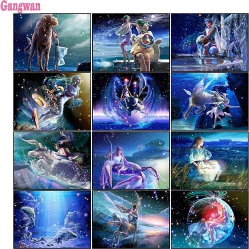 Constellation 5D Diy diamond painting twelve zodiac sign mosaic embroidery rhinestone cross stitch full square round drill decor