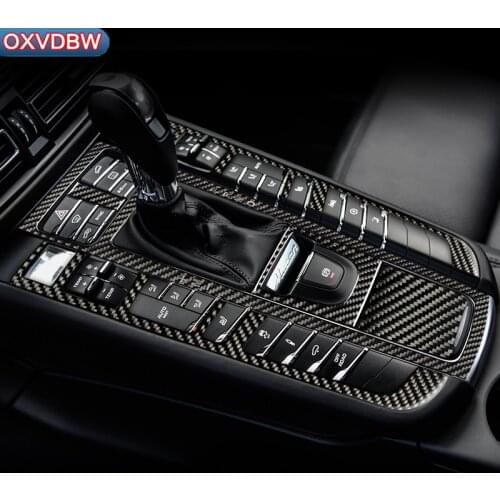 Car interior decoration moulding Carbon Fiber Central Gear Panel Control Panel decal Stickers accessories For porsche macan