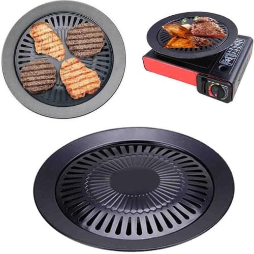 Outdoor Portable Smokeless Non-stick Barbecue Grill Roaster Pan Stove Plate BBQ Cookware Tool