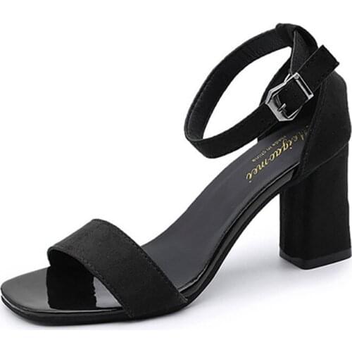 Women Sandals Summer Women Shoes Fish Mouth Square Heel Sandals Gladiator Female Sandalias Middle Heels Block Ladies Sandals