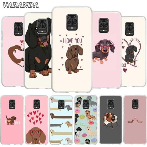 Silicone Phone Case For Xiaomi Redmi 9 9A 9C 8 8A 7 7A Note 9 9S 8 8T 9 Pro 7 Soft Back Cover Coque Fundas Sausage Dog Love Capa