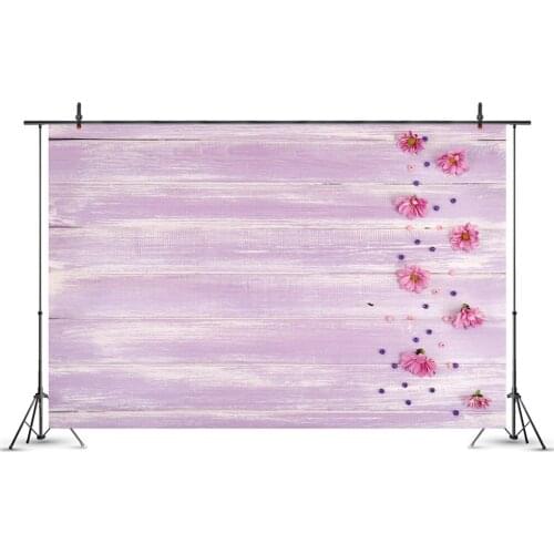 Mauve Wooden Board and Red Flowers Photography Background Photo Booth Studio Decor
