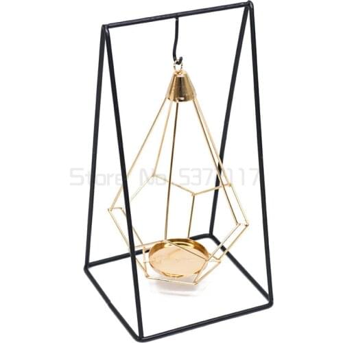 Scandinavian light luxury candle cup romantic European wedding decoration hanging style wind lamp iron candlestick decoration