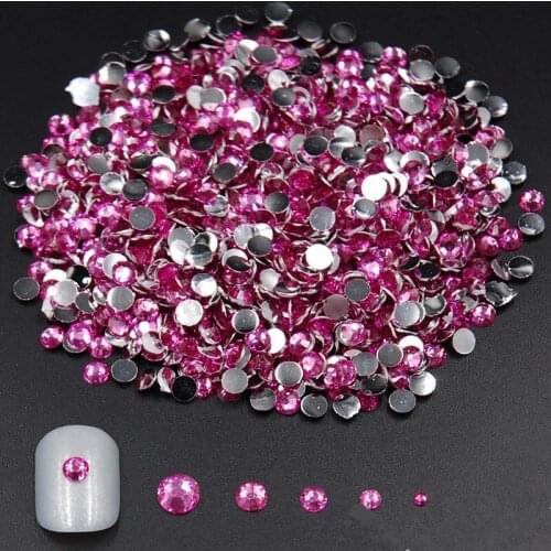 Mixed Sizes 2000pcs Nail Rhinestone 5 Sizes Light Rose Color For 3D Nail Art Shine Strass Acrylic Material Nail Care