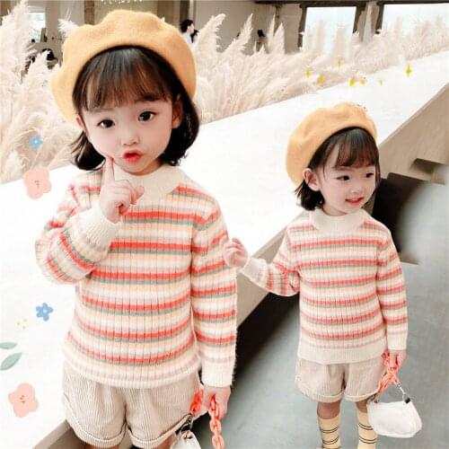 Girl Sweater Kids Baby Toddler Tops 2021 Scoop Thicken Warm Winter Autumn Wool Knitting Cashmere Christmas Children Clothing