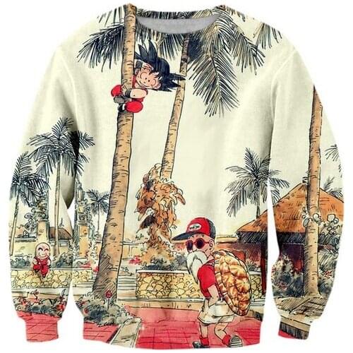 Master Roshi Prints Sweatshirts 3D Sweatshirt Men Vintage Coco Tree Scenery Crewneck Pullovers Plus Size S-7XL harajuku