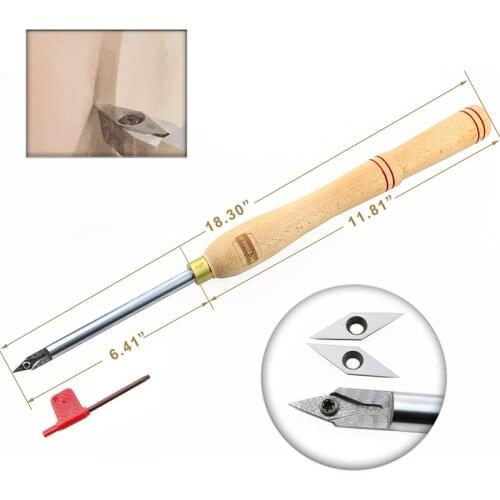 Wood Turning Lathe Detailer Hand Tool Matched with 2pcs 10x28mm Diamond Pointed Carbide Cutter Inserts