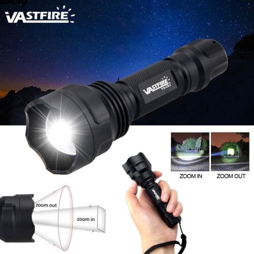 VASTFIRE C8 1 Mode Zoomable LED Hunting Flashlights White Light Tactical 18650 Flashlights for Outdoor Hunting