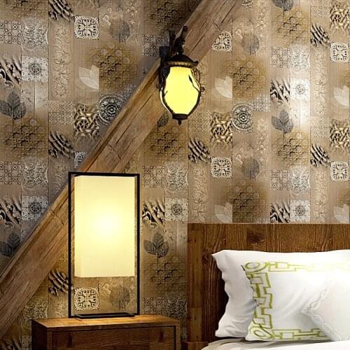 Chinese Style Vintage Wood Wall Papers for Living Room Bedroom Study Room Decoration Waterproof Walls Decoration