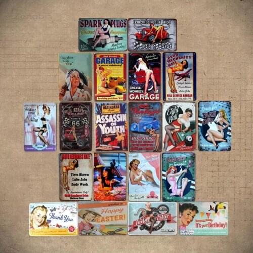 Vintage Poster Girls Style Tin Sign Art Metal Painting Bar Pub Garage Hotel House Wall Decor Metal Poster Vintage Nostalgia Plat