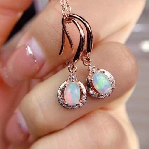 Female Party Jewelry New 100% Natural And Real Opal Earring 925 sterling silver Fine jewelry